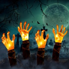 4Pcs Halloween Zombie Hand Pathway Lights Outdoor Yard Garden Lawn Stakes picture