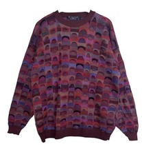 VTG Protege 90s Coogi Cosby 3D Knit Textured  Sweater Crewneck Geometric Large picture