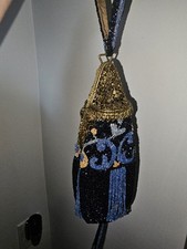 Antique Victorian Metal Mesh Coin Beaded Purse 3d Look Stunning  picture