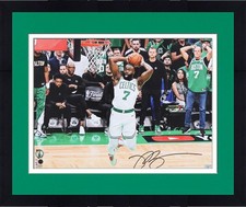 Framed Jaylen Brown Boston Celtics Signed 2024 Finals Dunking 16
