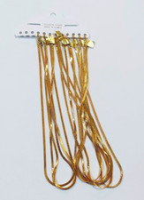 Gold Plated Herringbone Chain Necklaces Lot, Gold Tone Metal, Made in Korea picture