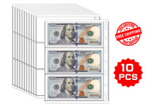 10 PCS Clear Rigid Money Sleeves – 9‑Hole Binder, 30‑Pocket Currency Holders picture