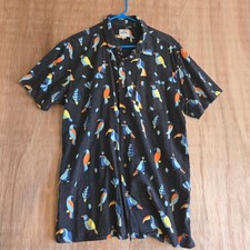 Rip Curl Toucan Bird Tropical Hawaiian Short Sleeve Button Up Surf Shirt Mens L picture