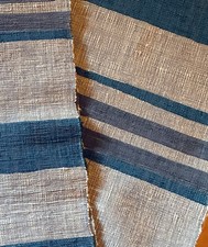 VTG 1980s Handwoven Chiang Mai Thai Cotton Fabric Slub Blues Stripe 5 Yds Uncut picture