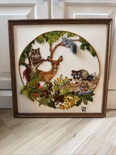 Vintage Crewel Babes In The Wood Needlepoints Boho Nature Woodland Cottage 17x17 picture