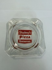 Vintage Shakey's Pizza Ashtray Clear Glass restaurant Advertising 80s picture