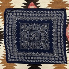Vintage 1940s 50s Fast Color Trunk Up Selvedge Cotton Bandana Paisley Print  picture
