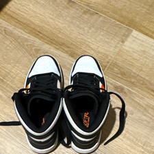 PUMA Rebound LayUp Mid Top Kids Sneakers Black/White/Orange US 6 picture