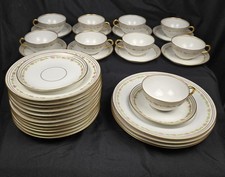 35 Piece Antique Limoges HC France Old Abbey LAT 11 Latrille Pink Rose Dish Set picture
