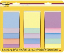 Post it Super Sticky Notes, 3x3 in, Assorted Pastel Colors, 15 Pads, 2X Stick picture