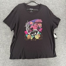 Torrid Top Womens 1X Black Eye Desert Graphic Crew Neck Short Sleeve Casual picture