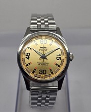 Vintage Hmt Pilot Gold Dial 17 Jewels Mechanical hand winding Transparent Back picture