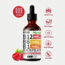 NUSAVA Vitamin B12 and B6 Liquid Drops, B12 Sublingual Vitamin B Complex,B1 picture