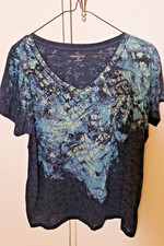 RELATIVITY MULTICOLOR GEOMETRIC DESIGN STUDDED SHT SL WOMENS  1X NEW W/O TAGS picture