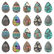 32Pcs Wooden Earring Charms Teardrop Dangle Pendants for Earrings Jewelry Making picture