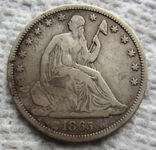 1865-S Seated Liberty Half Dollar Rare  Key Civil War Date Higher Grade picture