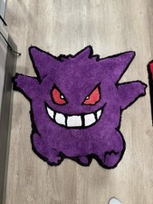 Custom Tufted And Carved Gengar Rug 100% Cotton Very Soft Hand Made In USA picture