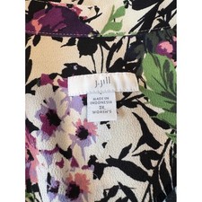 J. Jill Floral Button Down Blouse Womens 2X Purple Green Long Sleeve Pocket Top picture