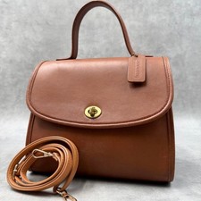 VINTAGE COACH 9977 Manor Station Bag Brown Leather Crossbody Women's Used picture