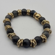 Vintage Veronese Bracelet Gray Stone Magnetic Hidden Clasp Bangle picture