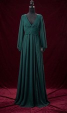Lulus Enchant My Love Emerald Green V-Neck Long Sleeve Maxi Dress Sz L NWT picture