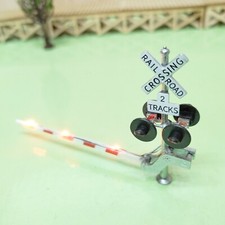 2 x HO scale railroad grade crossing signal gate light on barrier 2 tracks #S42G picture