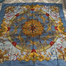 Hermes Carre 90 Silk Scarf LUNA PARK Light Blue Multicolor Excellent picture
