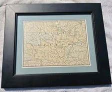 Original 1885 Rand McNally Indian Territory Oklahoma Antique Framed Atlas Map picture