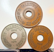 Lot Of Palestine 1935 10 Mils, 1942 20 Mils, 1943 10 Mils 3 Coin Group Scarce picture