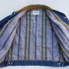 Lee Storm Rider Jacket 80s Large Dark Wash Corduroy Collar USA Made picture