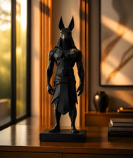 Egyptian Black Anubis Jackal-Head Statue Figurine on Base, Ownership History NA picture