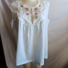 Peasant 1970's Vintage Sleeveless Top Women's M/L Floral Embroidery Lace Detail picture