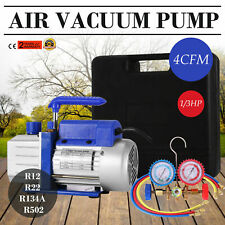 4 CFM 1/3 HP Air Vacuum Pump HVAC Refrigeration AC Manifold Gauge Set R134a Kit picture
