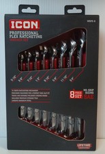 (MA1) ICON 8pc SAE Professional Flex Ratcheting Wrench Set WRFS-8 #56428 picture