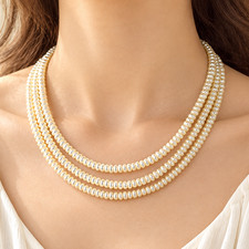 Vintage Signed TIL 925 Sterling Silver 3 Strand Genuine Button Pearl Necklace picture