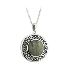 Solvar Sterling Silver Connemara Marble Round Celtic Pendant picture