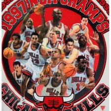 Vintage NBA T-Shirt Chicago Bulls 97 Champions Action Photo Mens L Starter NWOT picture