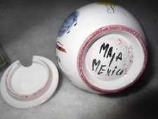 Vtg. MAJA MEXICO Pottery Sugar Bowl/Jar Mexican Village Scene + 1950 Provenance picture
