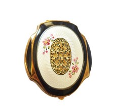 Vintage Hand-Painted Cloisonné Black Enamel Elgin Compact picture