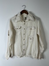 Vintage 1970’s JCPenney Shirt Men’s White Button Up Causal Hippy Bohemian picture