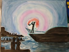 Watercolor 16 x 20 Original Jazz Night at the Bay picture