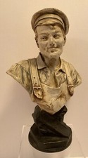ANTIQUE RSTK TURN TEPLITZ BUST OF BLACK SMITH SMITHY WORKING MAN MARKED RARE 11” picture