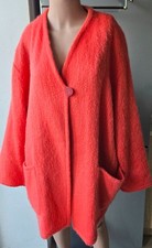 VTG Genny Way Italy Mohair Alpaca Wool Oversized Cardigan Coat Jacket Scarlet 44 picture
