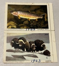 1960 & 1963 National Wildlife Federation Stamps - Cutthroat Trout And Muskox picture