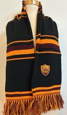 Vintage AS Roma Soccer Scarf Made in Italy Embroidered Crest Black Orange Fringe picture