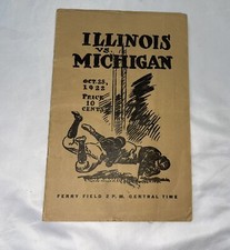 10/28 1922 Illinois vs UNIVERSITY OF Michigan Football Program VG Condition picture