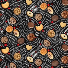 Food Fabric | Cookie & Word Toss Black | Timeless Treasures YARD picture