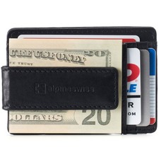Alpine Swiss Money Clip for Credit Card, Men's Slim Leather Wallet, RFID Block picture