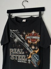 Vintage 80s Harley Davidson Real Steel Men’s Medium Shirt Faded Grail Rare picture