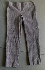 Talbots Chatham Ankle Pant Womens 12 Navy w/White Dots Side Zip At Waist Stretch picture